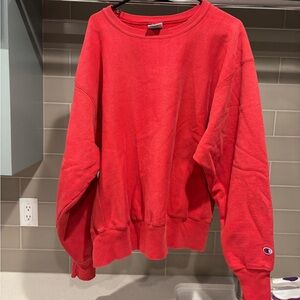 Y2K Champion Reverse Weave Red Blank Crewneck Sweatshirt Size XL